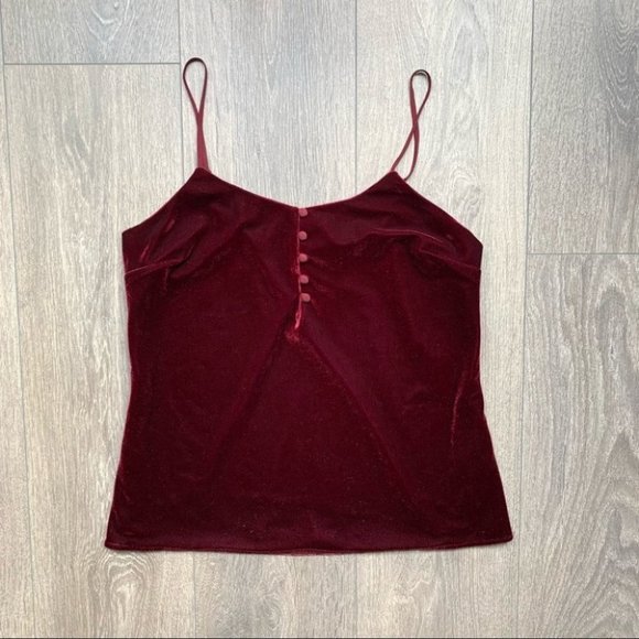 Revolve L'Academie Velvet Cami Blouse Top Button Front Red Size  Small - Picture 2 of 12